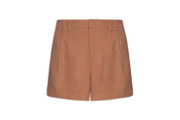 Short Feminino Alfaiataria Bolso Frontal - Marrom