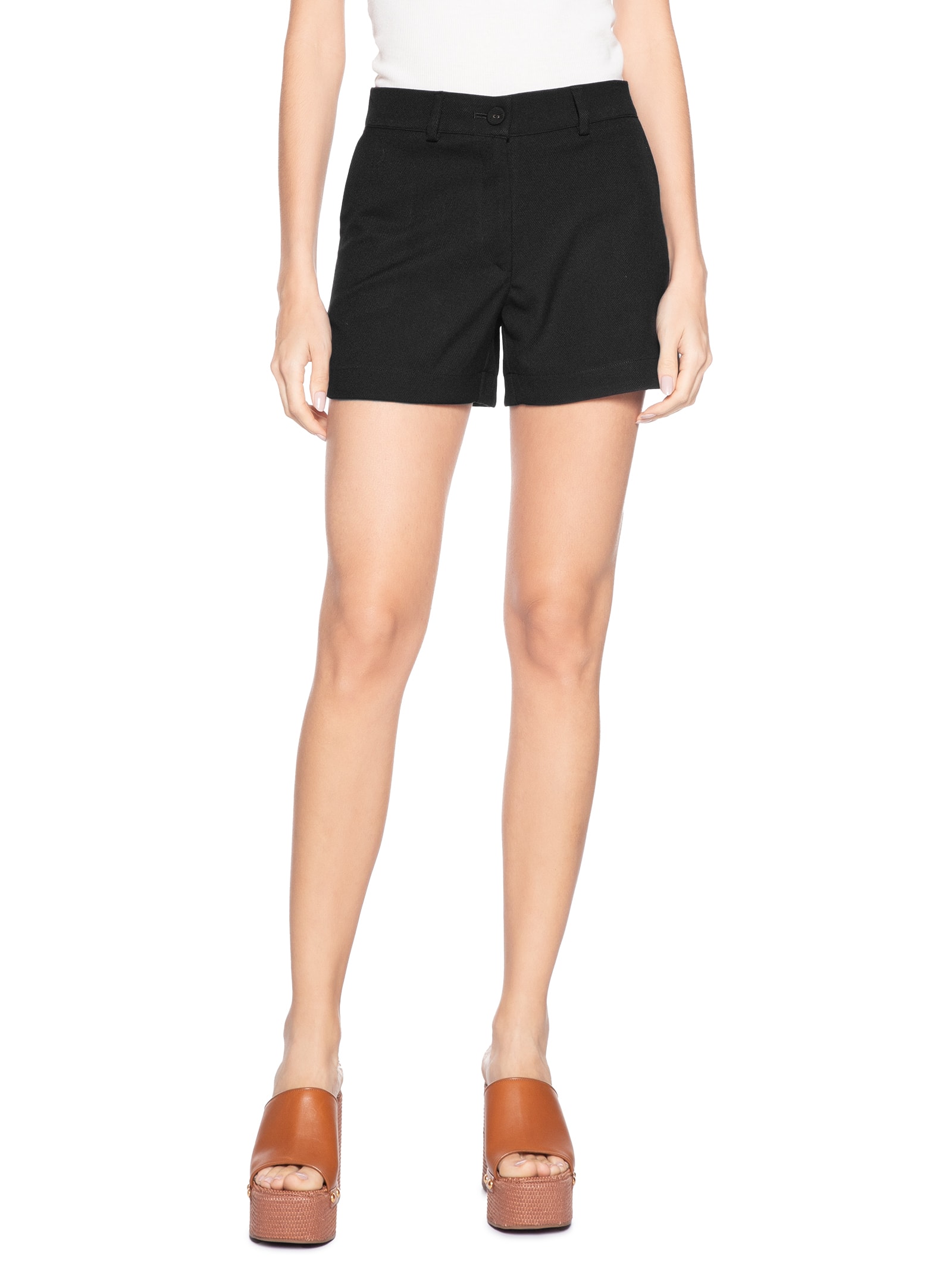 Short Feminino Alfaiataria Bolso Preto Maria Filó