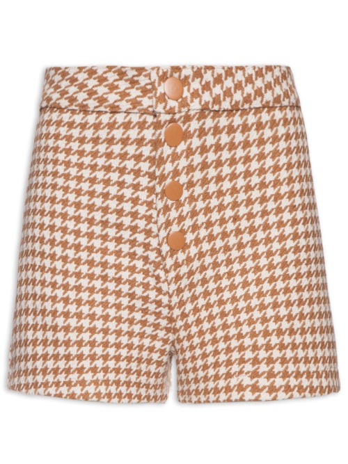 Short Feminino Alfaiataria Com Botões – Bege