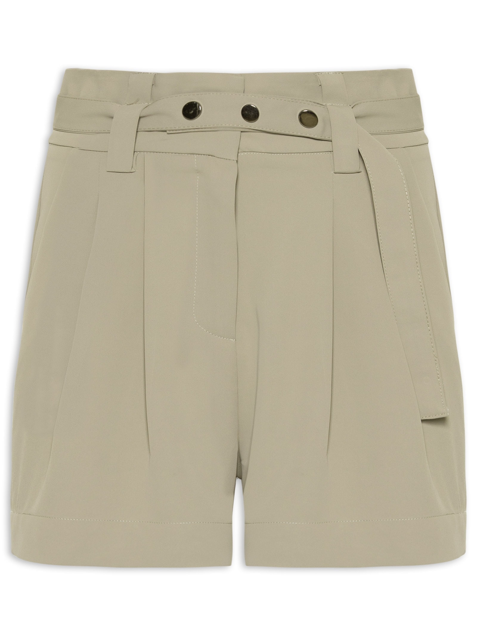 Short Feminino Alfaiataria Com Cinto Cinza '2Essential