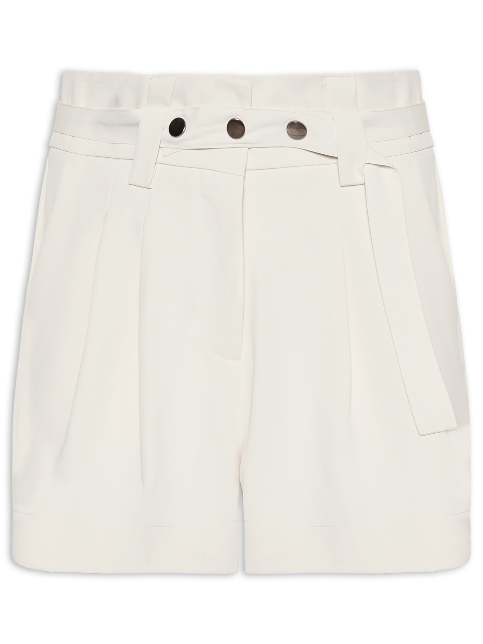 Short Feminino Alfaiataria Com Cinto Off White '2Essential