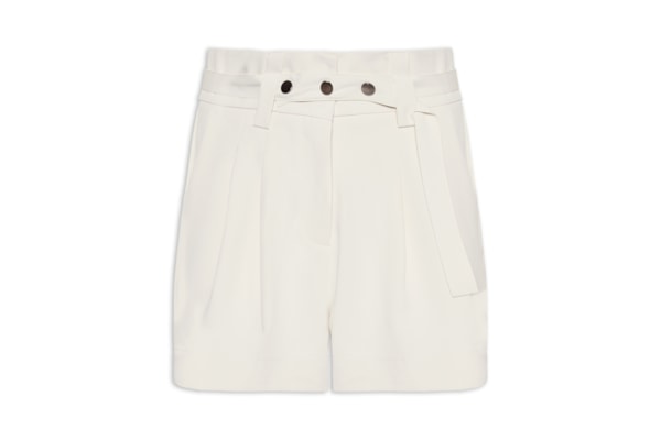Short Feminino Alfaiataria Com Cinto - Off White
