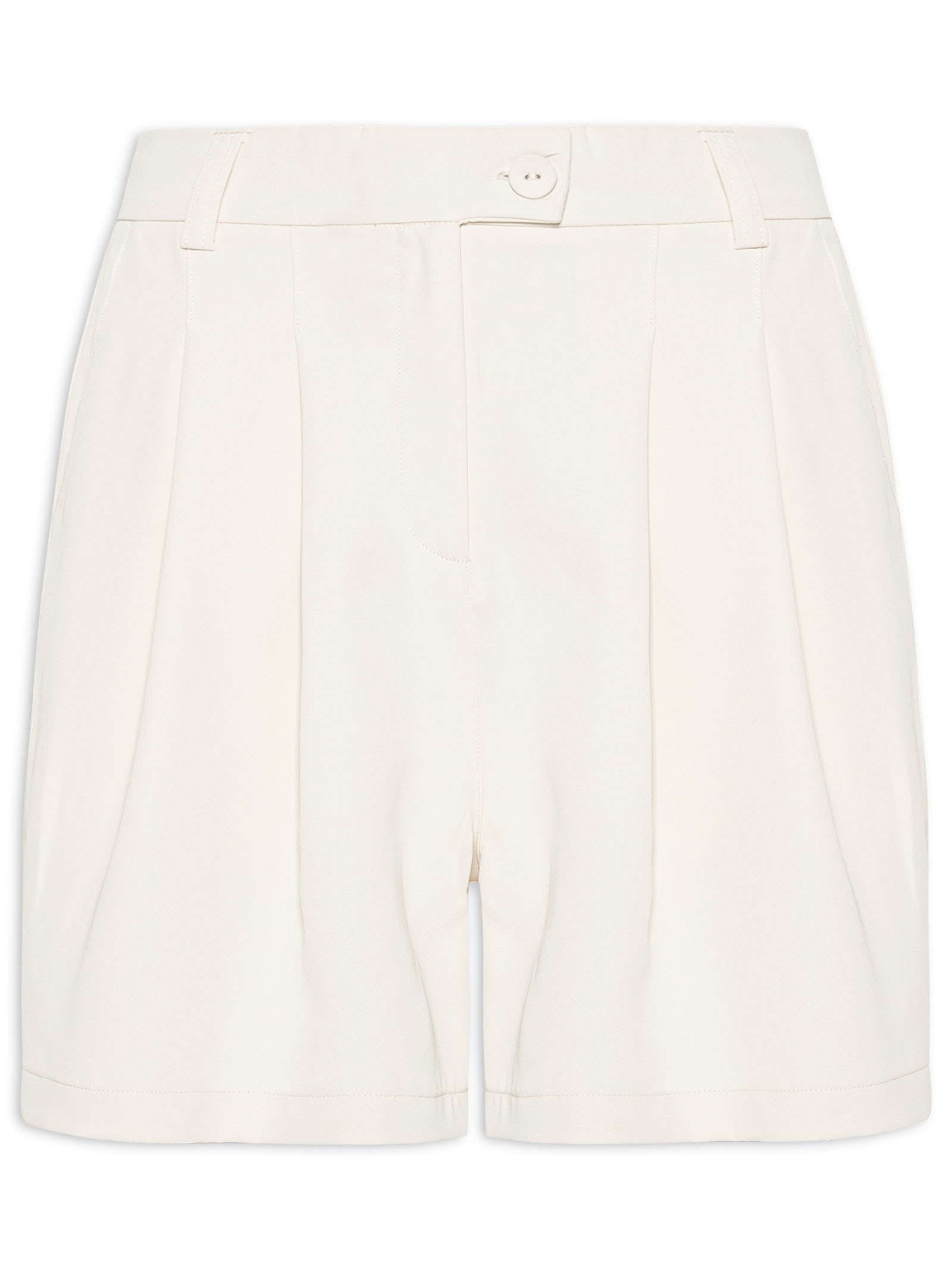 Short Feminino Alfaiataria Com Pregas Off White '2Essential