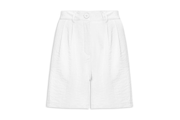 Short Feminino Alfaiataria De Pregas - Branco