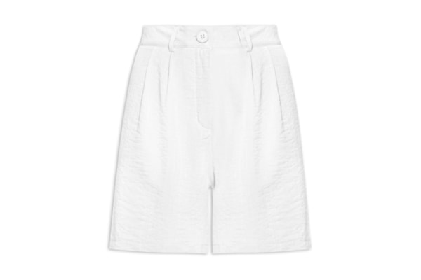 Short Feminino Alfaiataria De Pregas - Branco