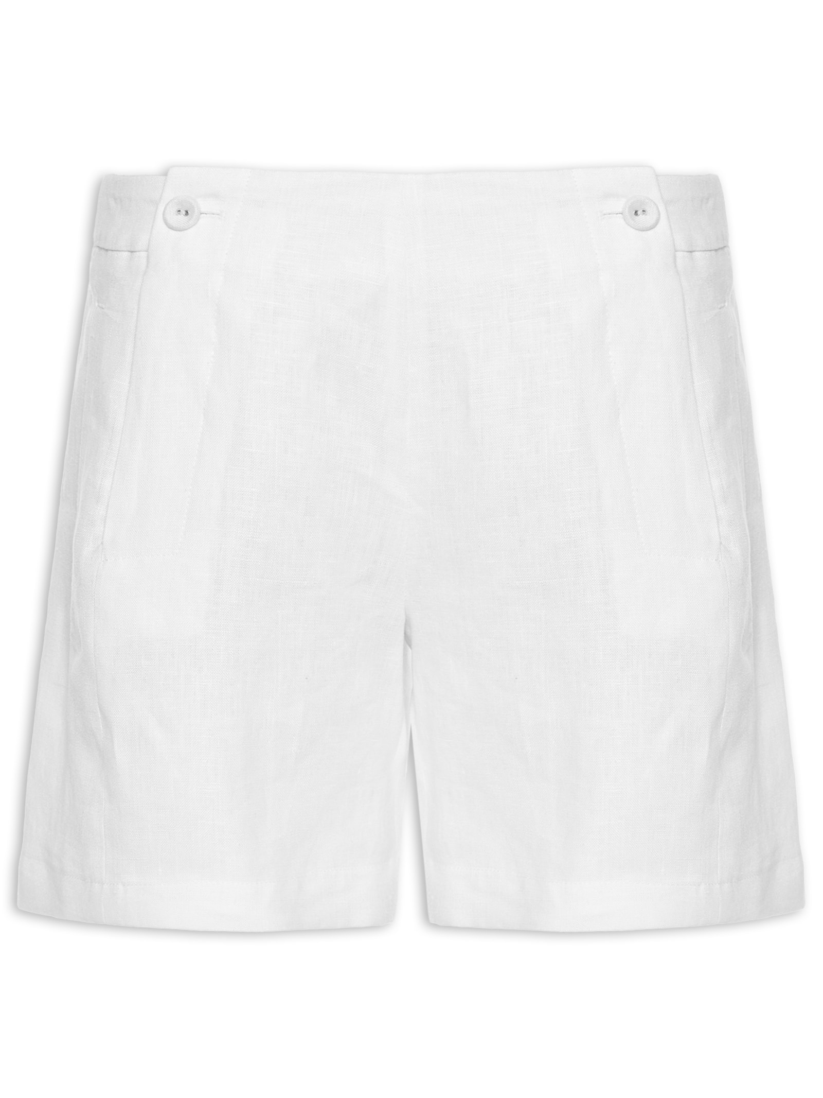 Short Feminino Alfaiataria Linho Branco Maria Filó