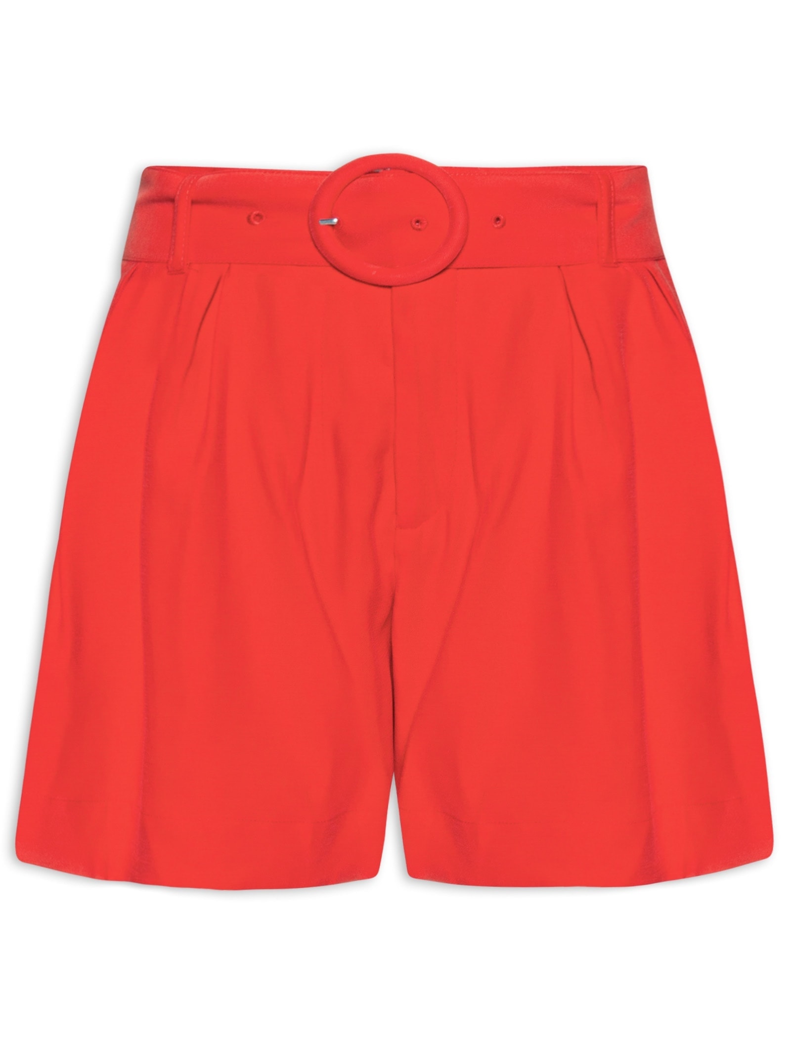 Short Feminino Alfaiataria Pregas Vermelho Farm