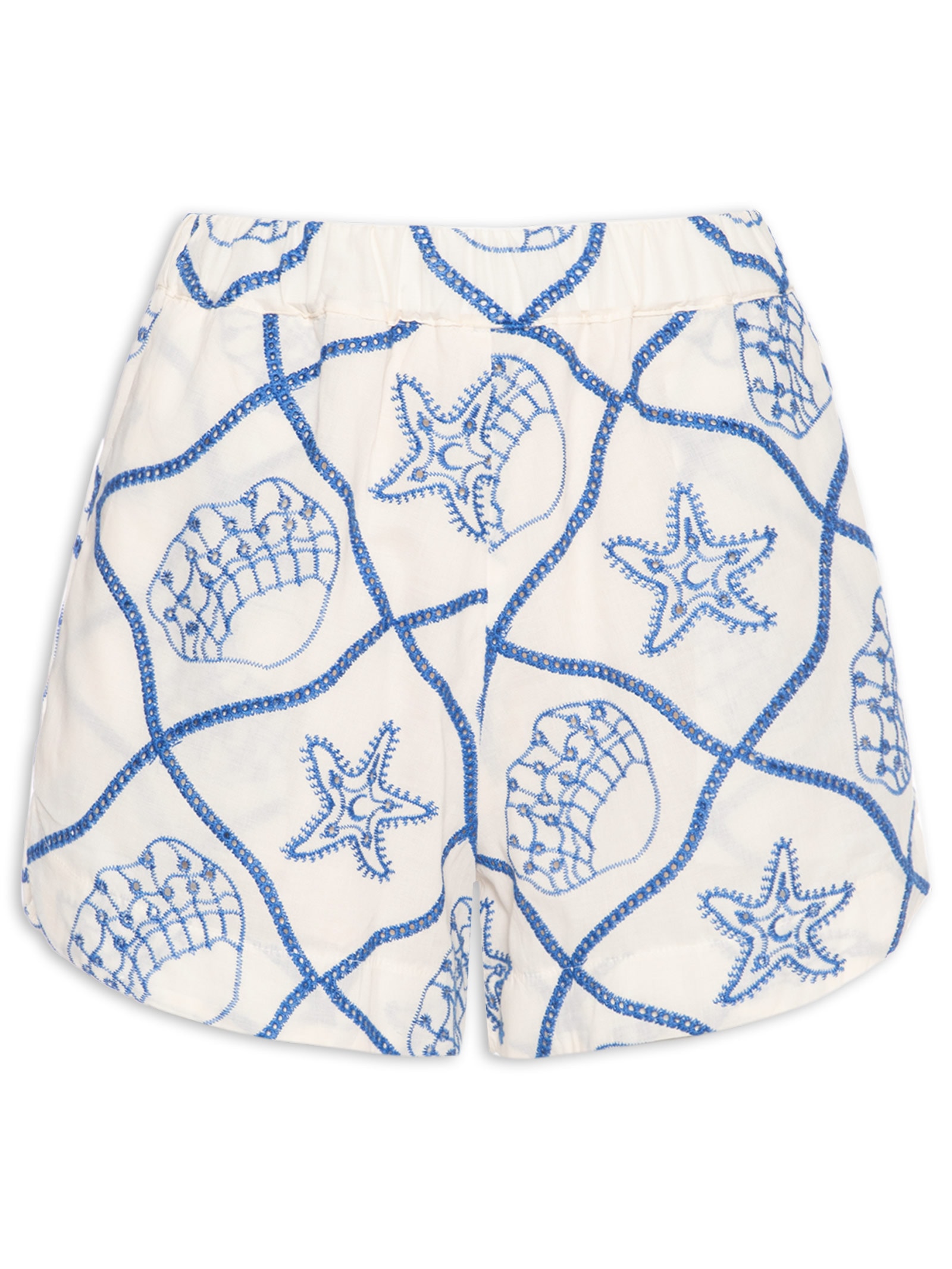 Short Feminino Alg Bordado Laise Al Mare Branco Cantão