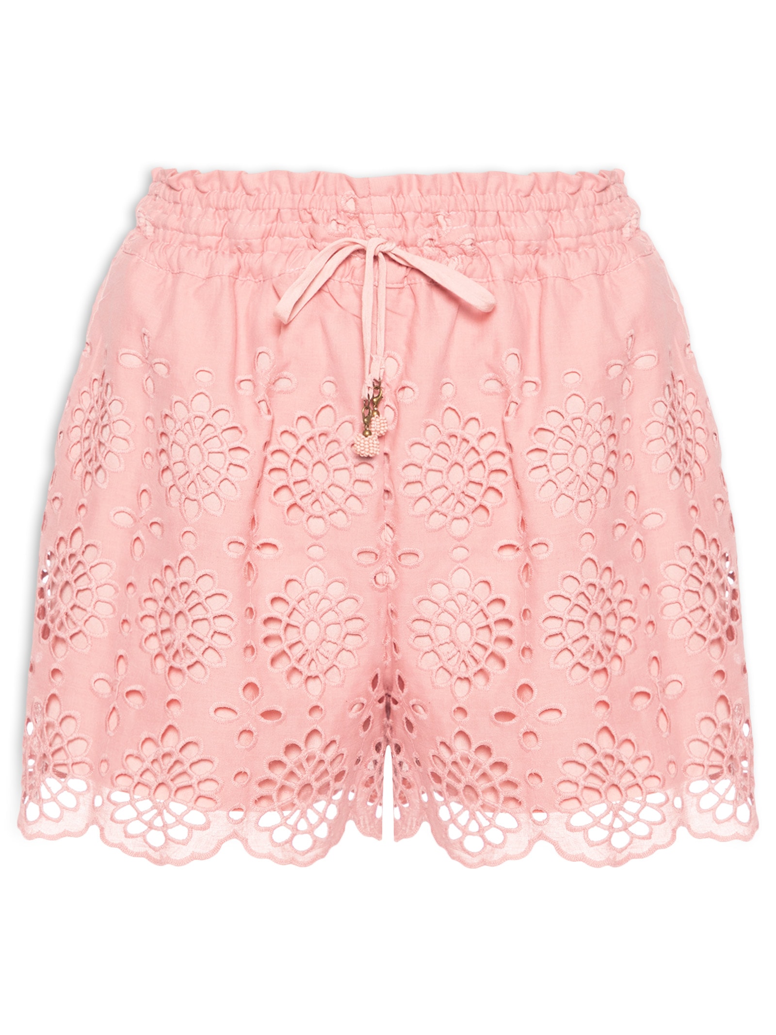 Short Feminino Algodão Bordado Barra Rosa Dress To