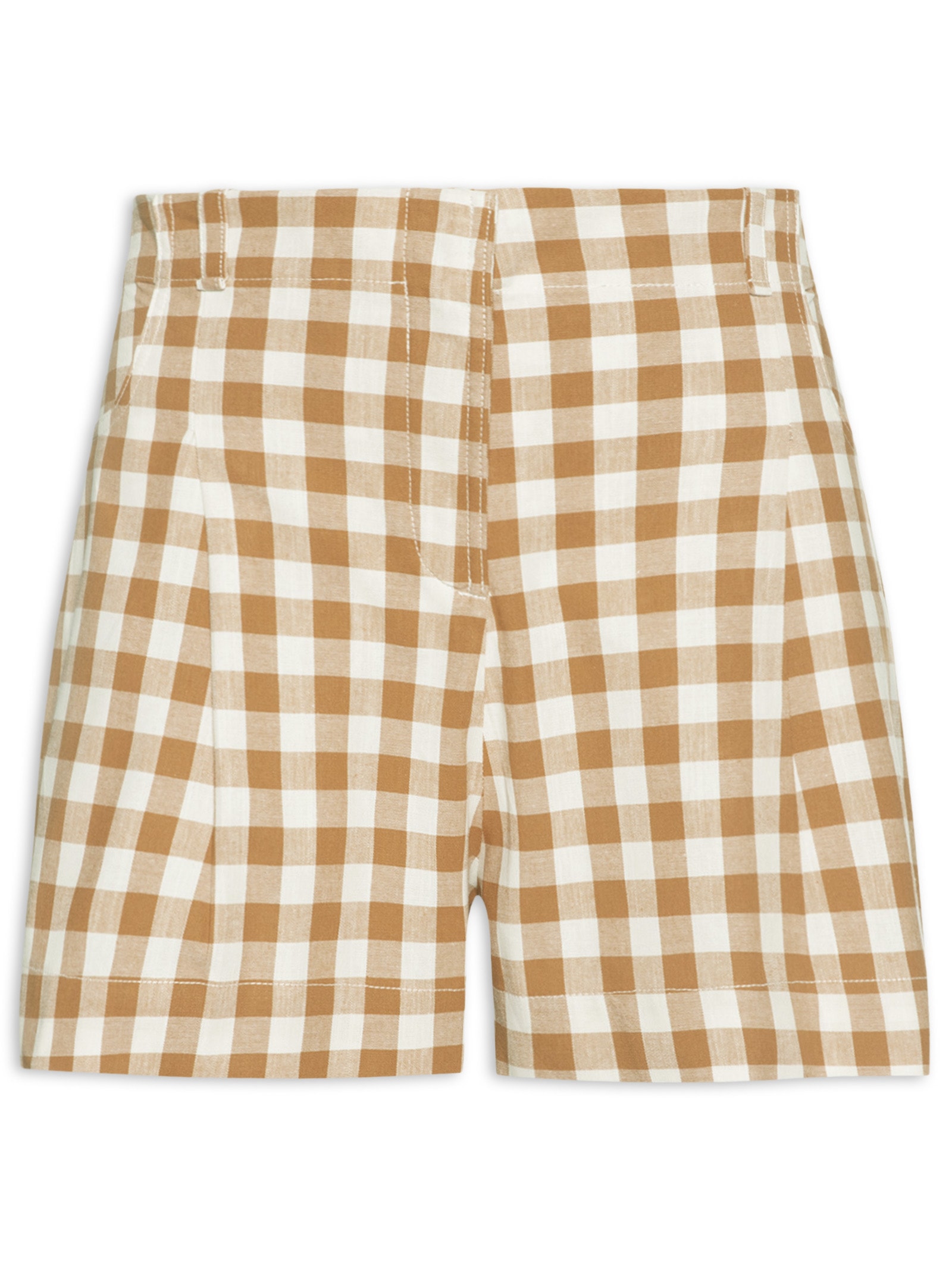 Short Feminino Algodão Xadrez Bege Dress To