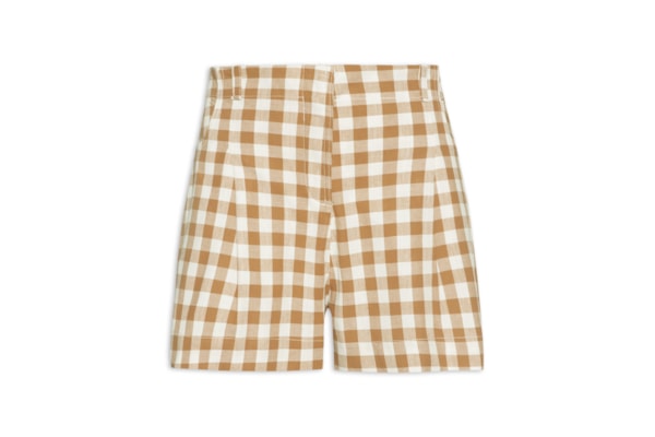 Short Feminino Algodão Xadrez - Bege