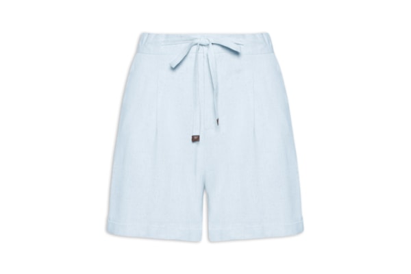 Short Feminino Amarração com Linho - Azul