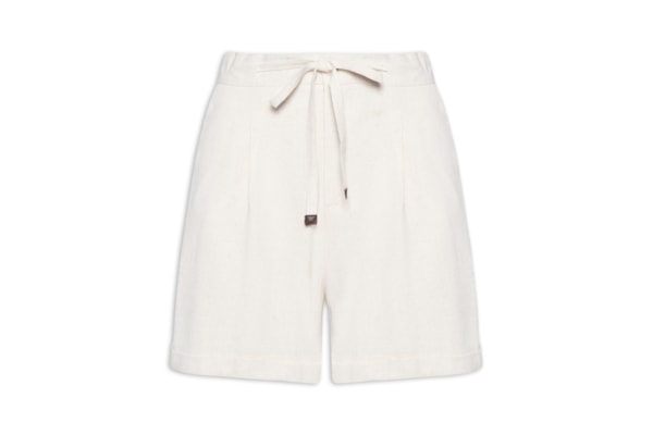 Short Feminino Amarração com Linho - Bege