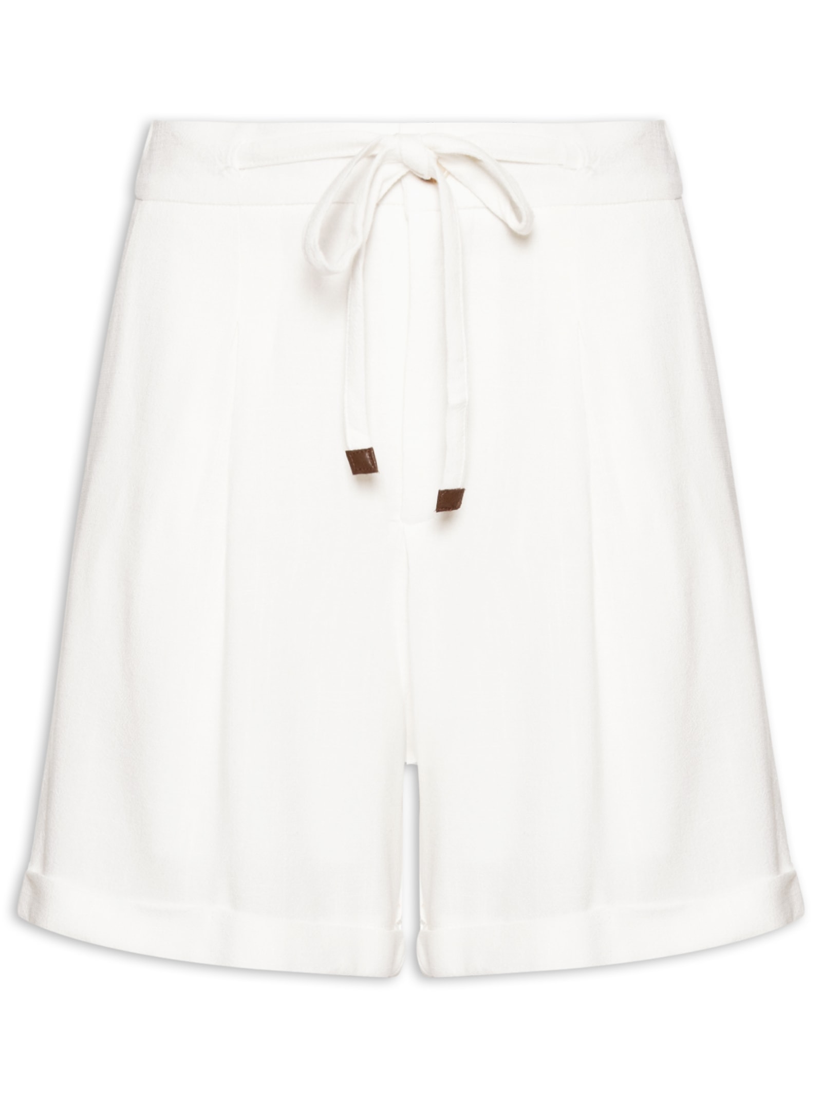 Short Feminino Amarração Com Linho Branco Basiq