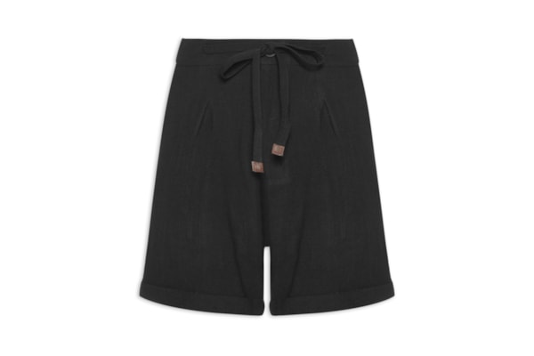 Short Feminino Amarração com Linho - Preto