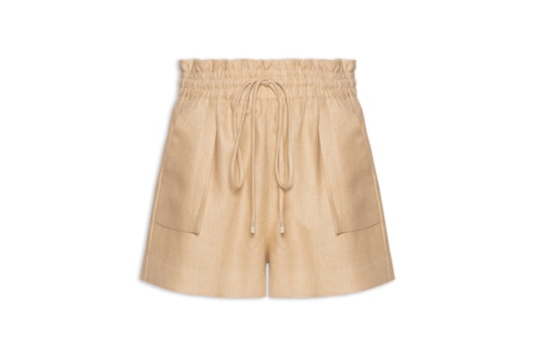 Short Feminino Amplo De Linho Natural - Bege