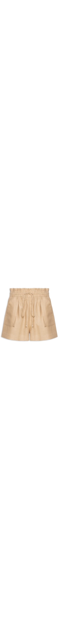 Short Feminino Amplo De Linho Natural - Bege