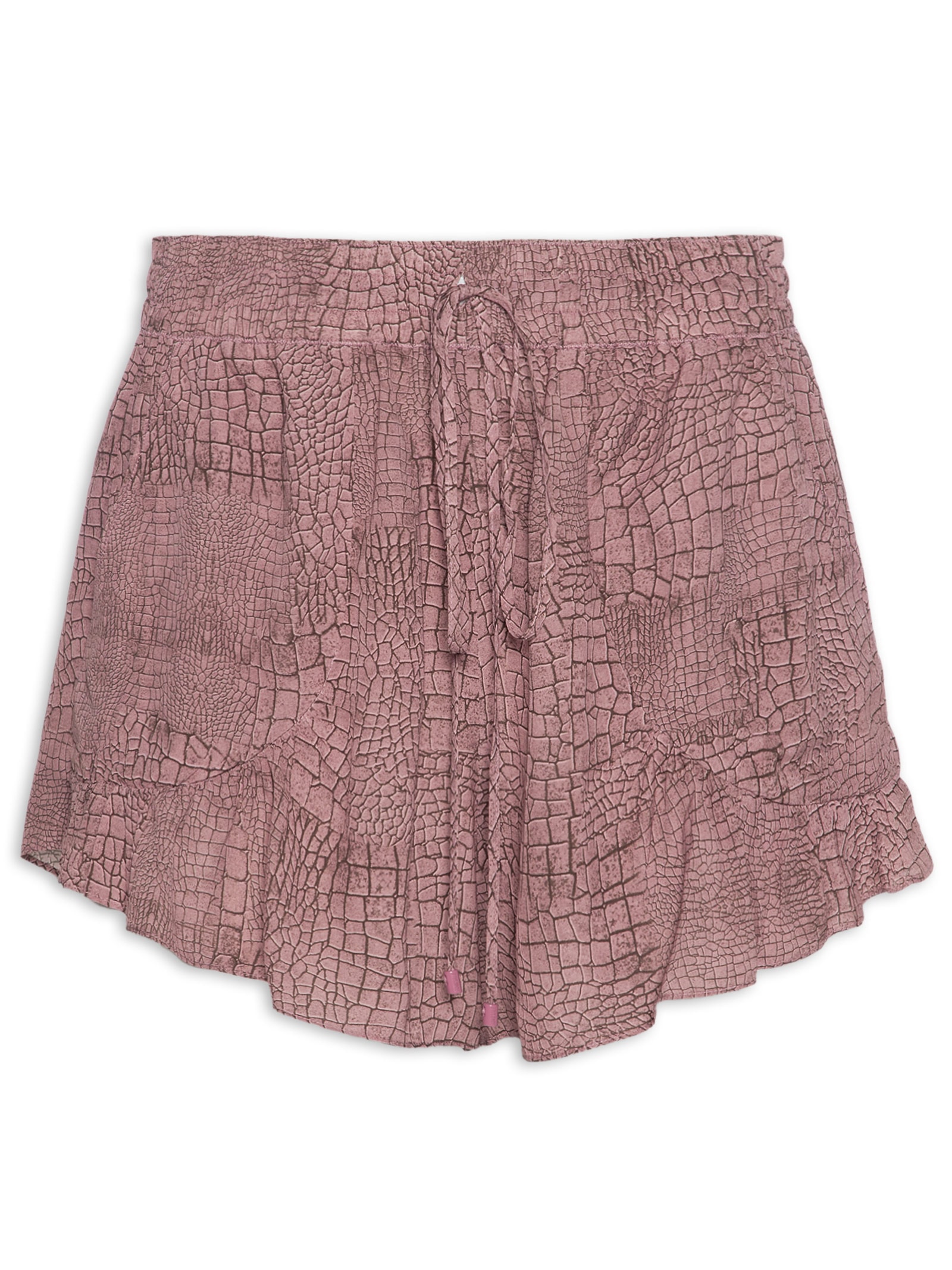 Short Feminino Asa Delta Croco Bege Animale