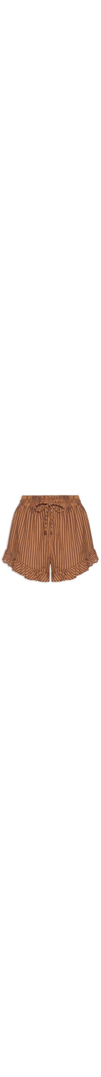 Short Feminino Babado Listrado - Laranja