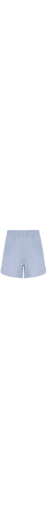 Short Feminino Barra Arredondada Com Bolsos - Azul