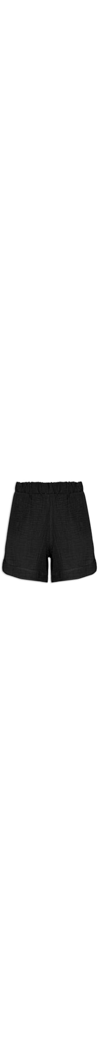 Short Feminino Barra Arredondada Com Bolsos - Preto