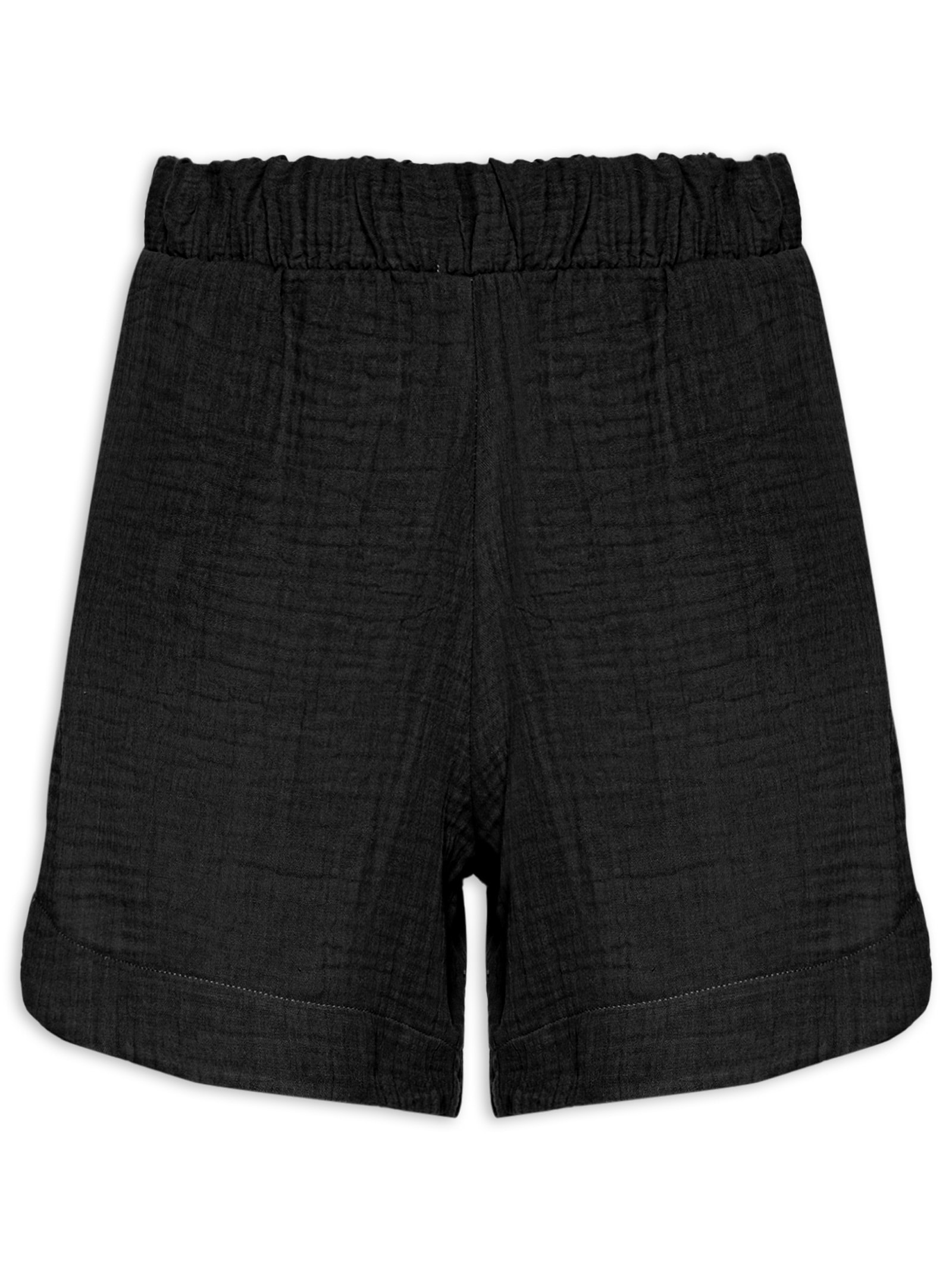 Short Feminino Barra Arredondada Com Bolsos Preto Basiq