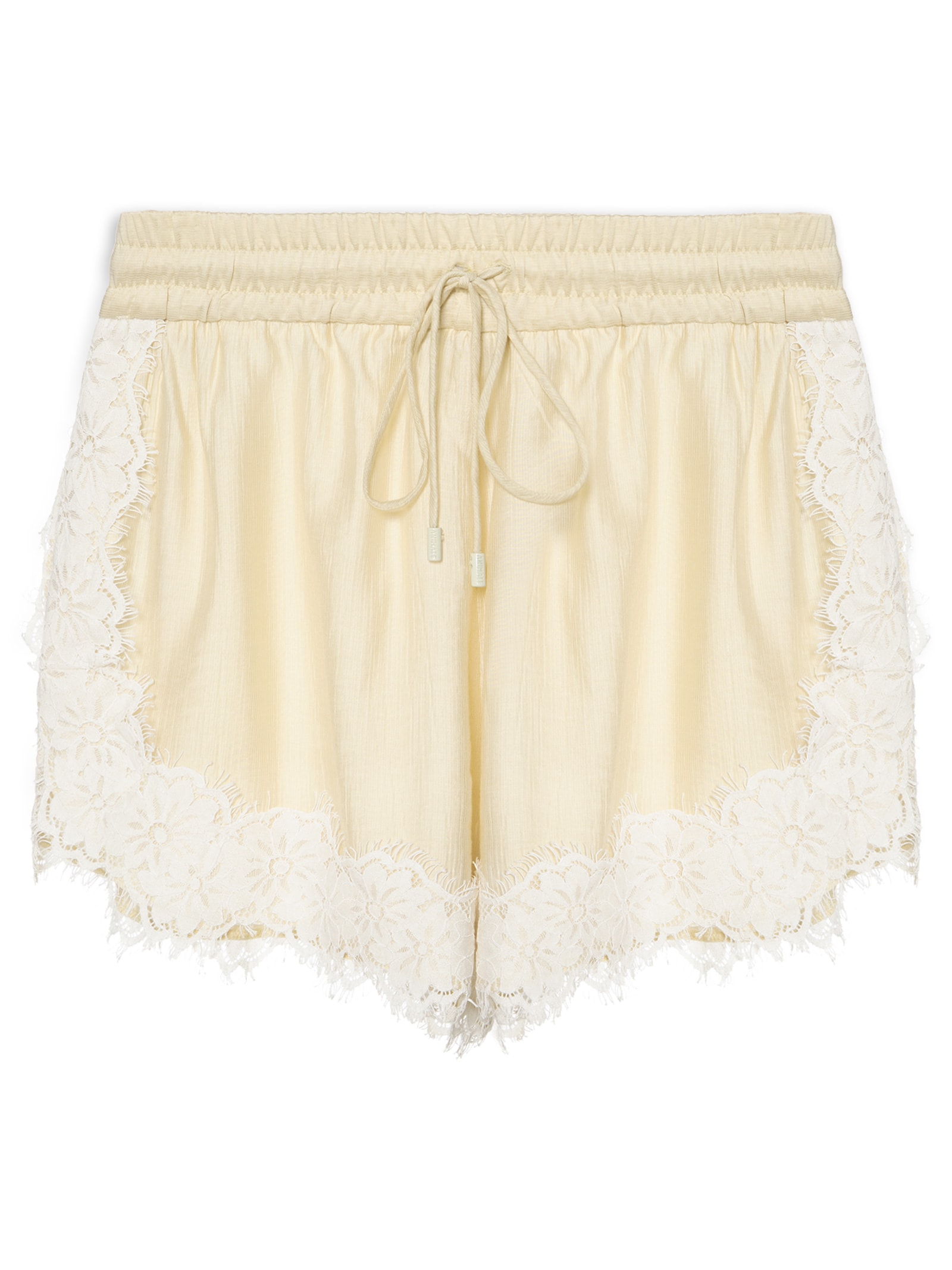 Short Feminino Barrado Renda Bege Animale Jeans