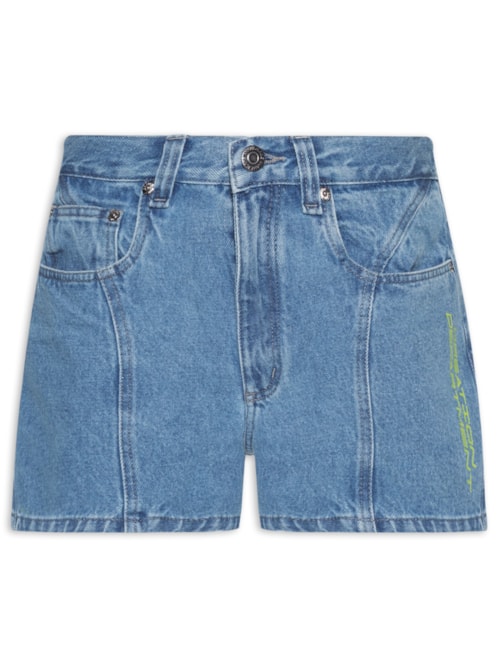 Short Feminino Basic Aplicação Silk e Patch – Azul