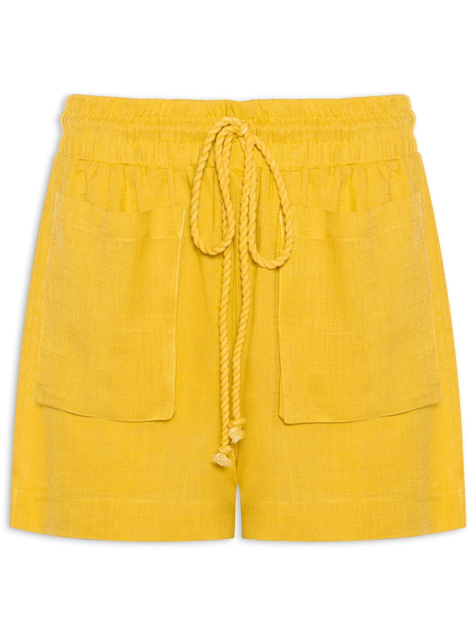 Short Feminino Básico Com Bolso Amarelo Basiq