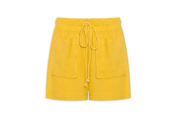 Short Feminino Básico Com Bolso - Amarelo