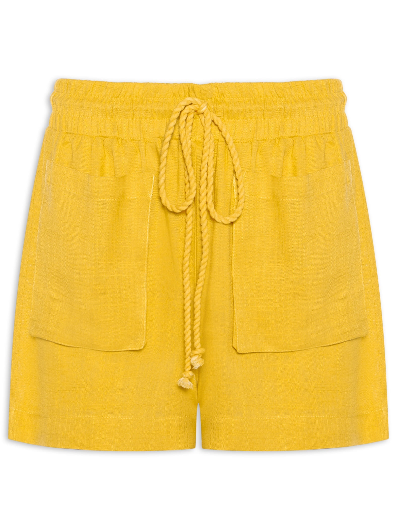Short Feminino Básico Com Bolso Amarelo Basiq