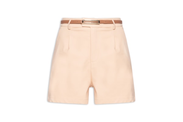 Short Feminino Básico Com Cinto - Bege