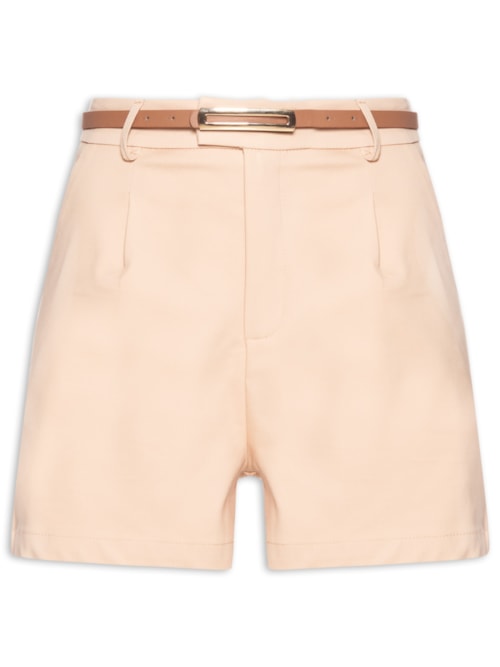 Short Feminino Básico Com Cinto – Bege