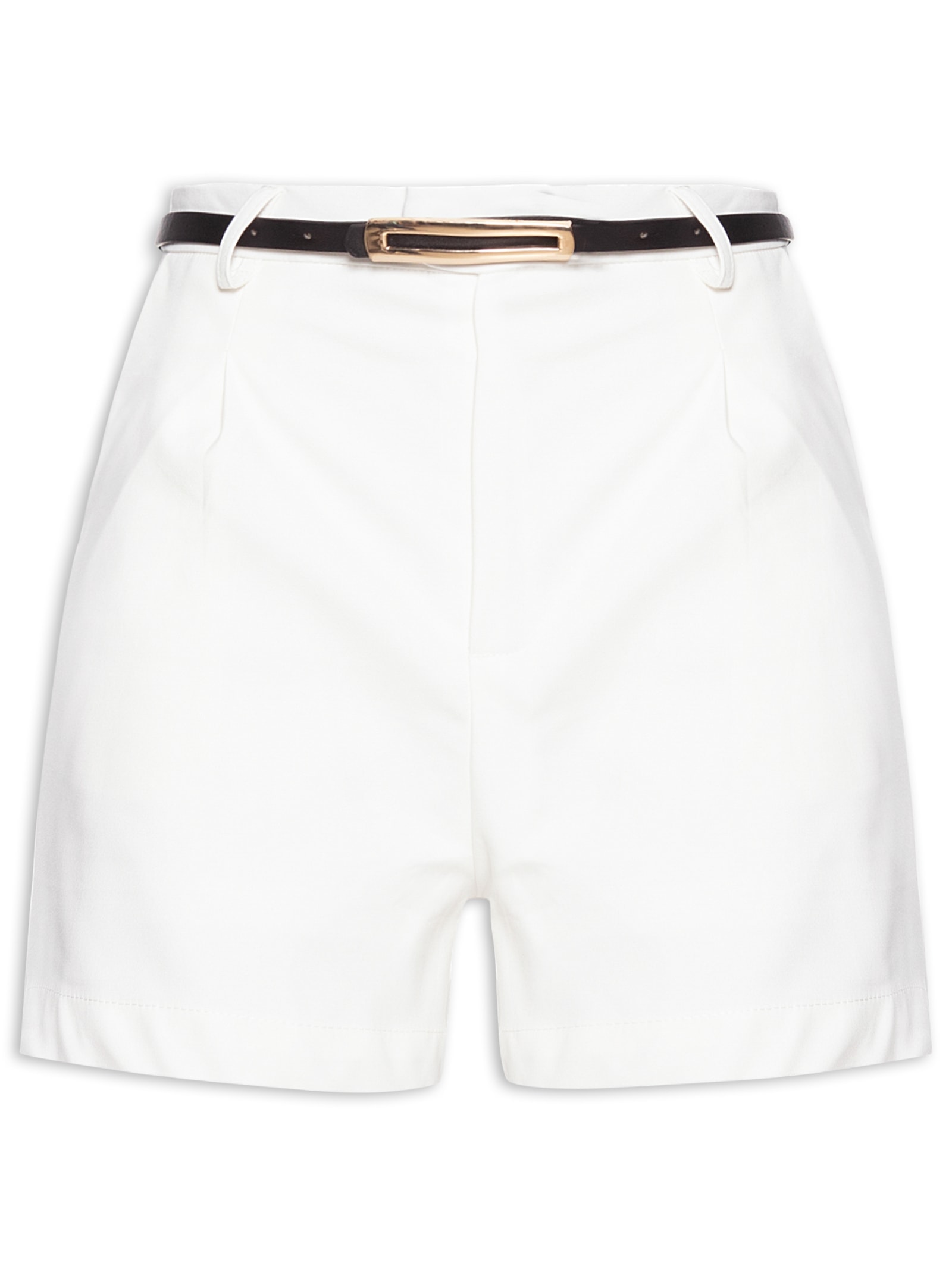 Short Feminino Básico Com Cinto Off White Basiq
