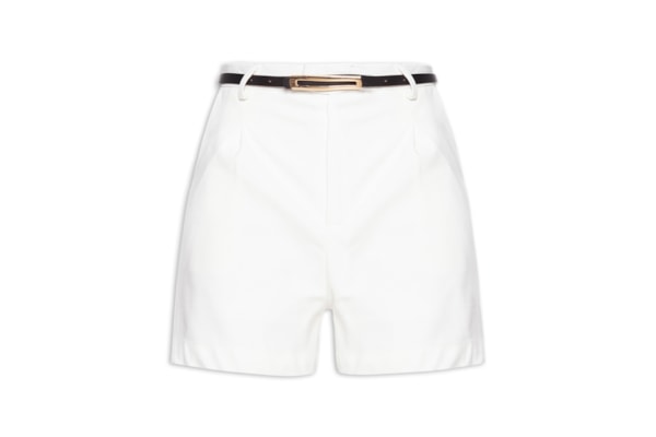 Short Feminino Básico Com Cinto - Off White