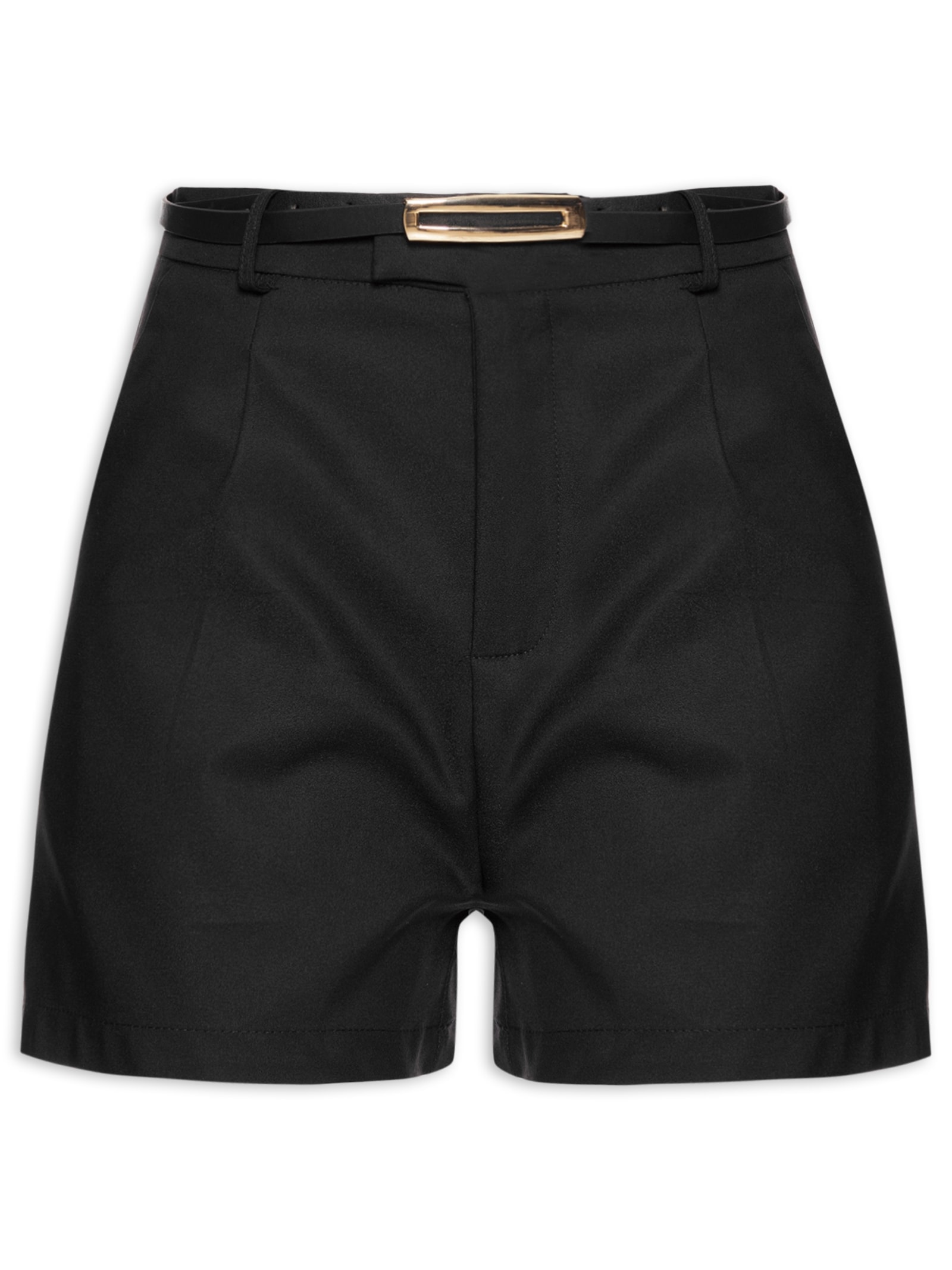 Short Feminino Básico Com Cinto Preto Basiq