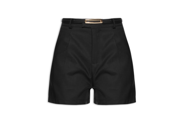 Short Feminino Básico Com Cinto - Preto