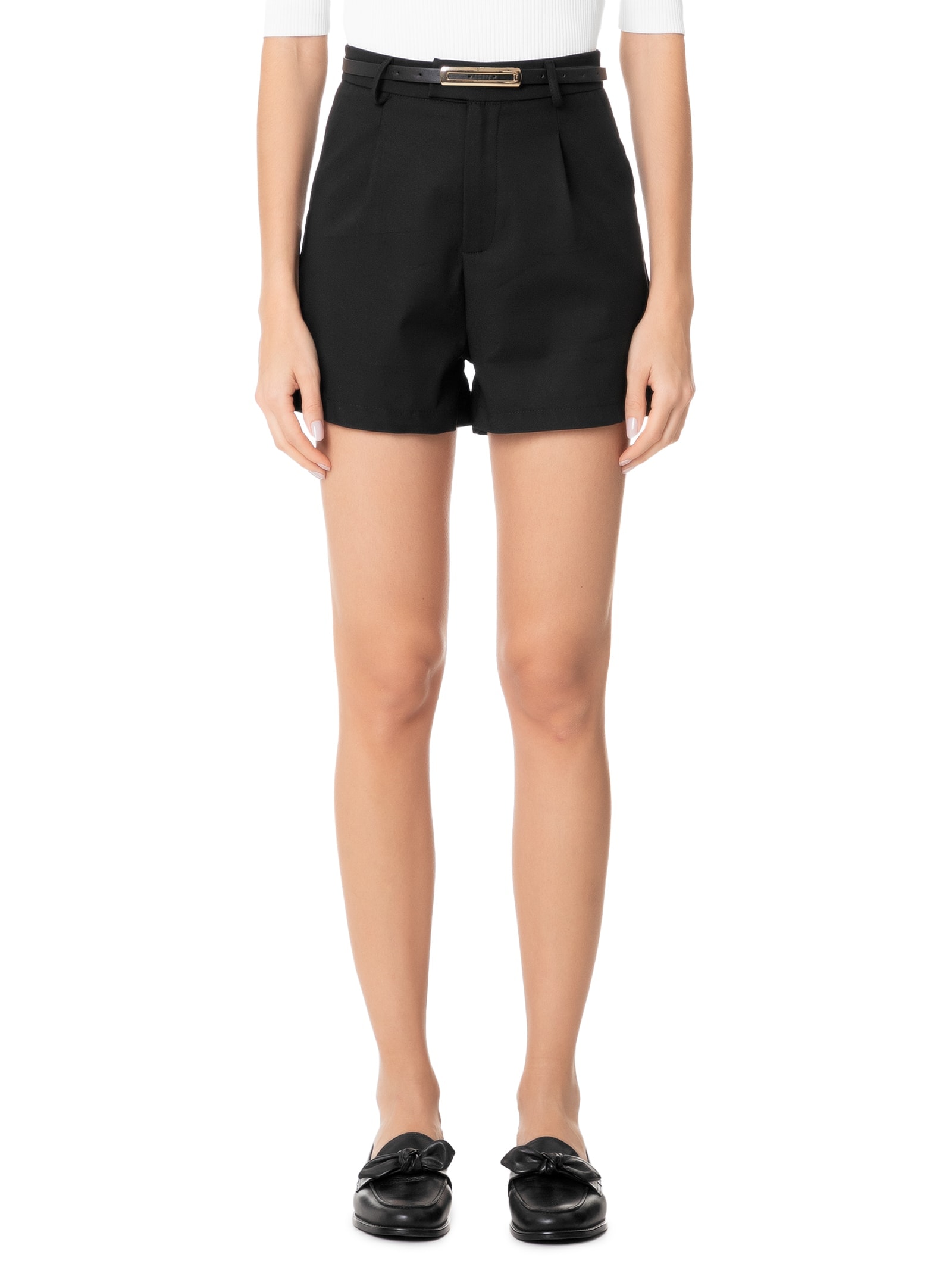 Short Feminino Básico Com Cinto Preto Basiq