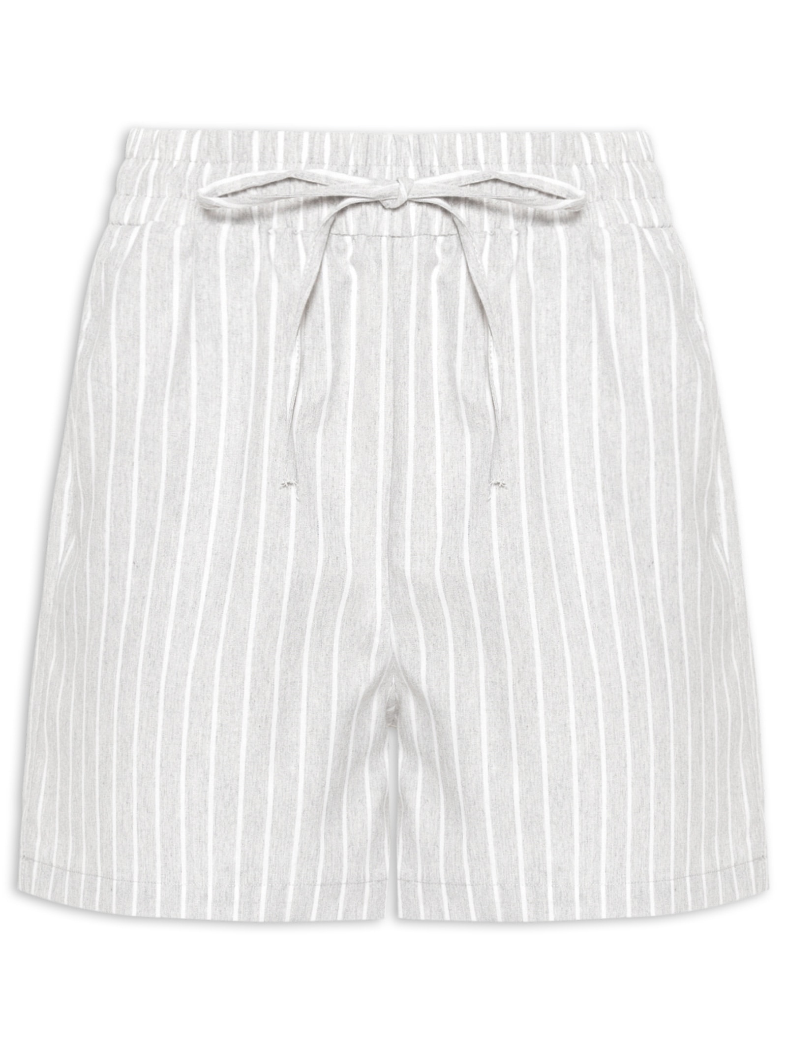 Short Feminino Básico Listrado Cinza  Basiq