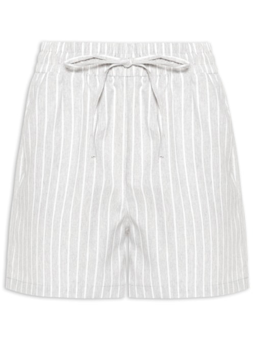 Short Feminino Básico Listrado – Cinza