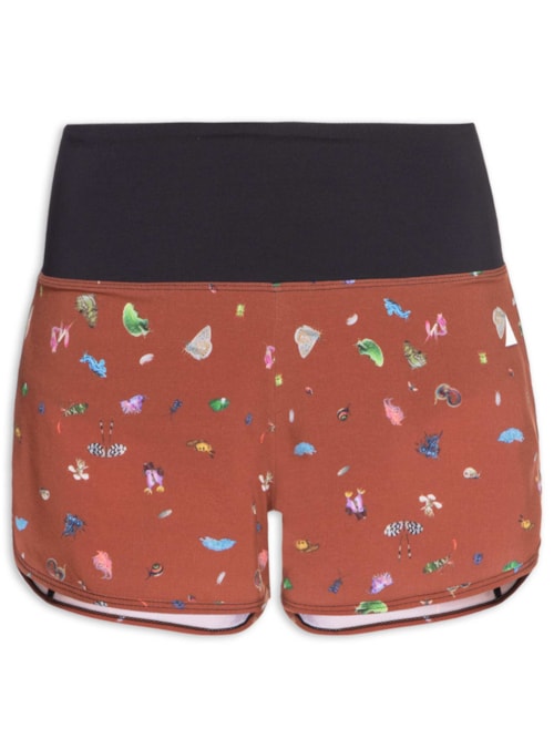 Short Feminino Basics Estampado Bugs – Marrom