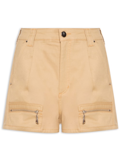 Short Feminino Bolso Faca Safari – Bege