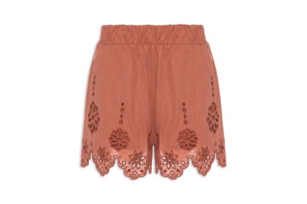 Short Feminino Bordado Nuts - Marrom