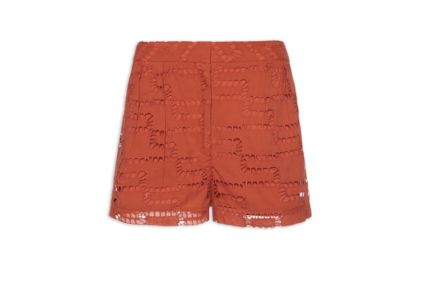 Short Feminino Bordado Voil - Vermelho