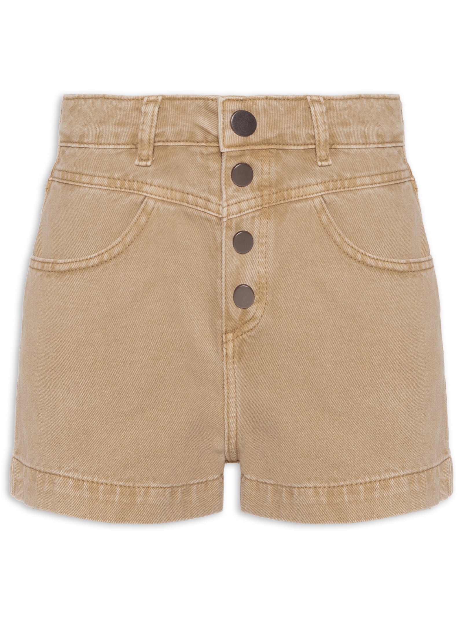 Short Feminino Botões Marrom Hering