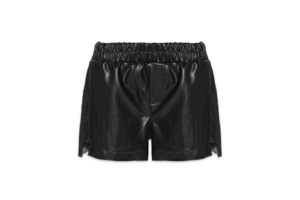 Short Feminino Boxer PU Com Bolso - Preto