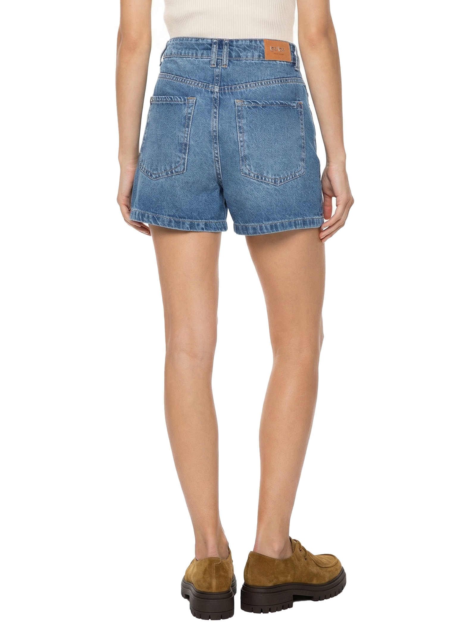 Short Feminino Boyfriend Cintura Média Jeans Azul Lez A Lez