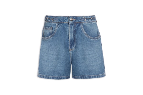 Short Feminino Boyfriend Cintura Média Jeans - Azul