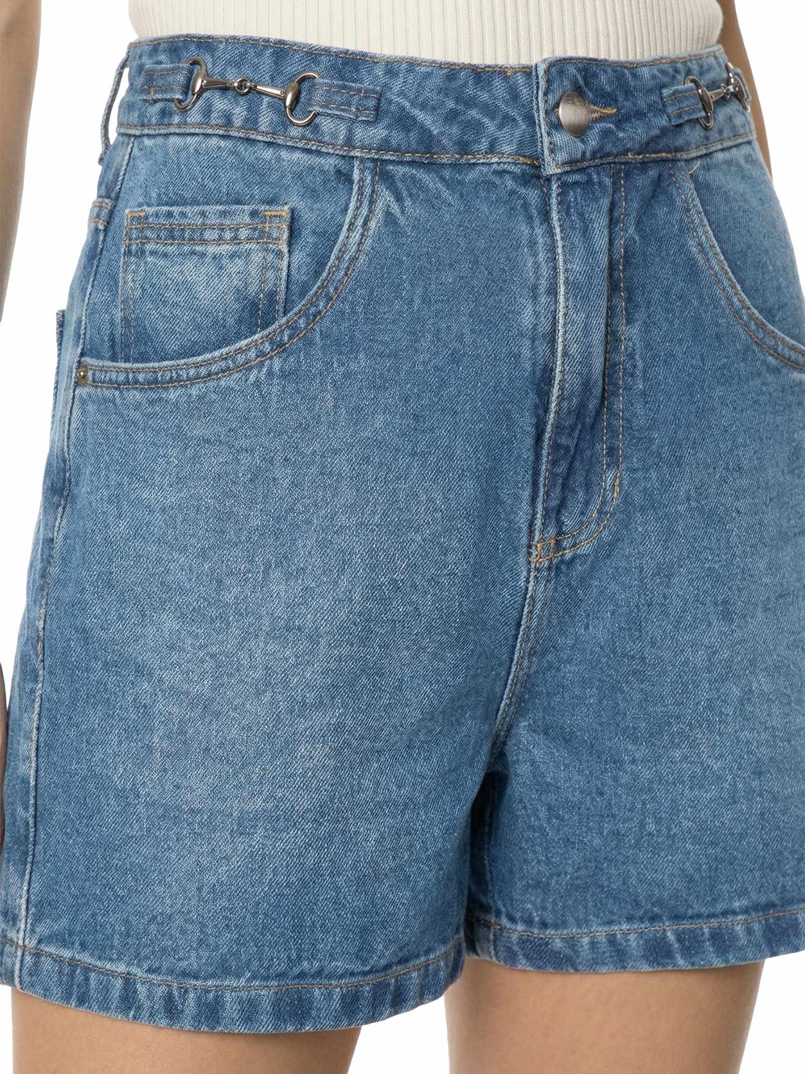 Short Feminino Boyfriend Cintura Média Jeans Azul Lez A Lez