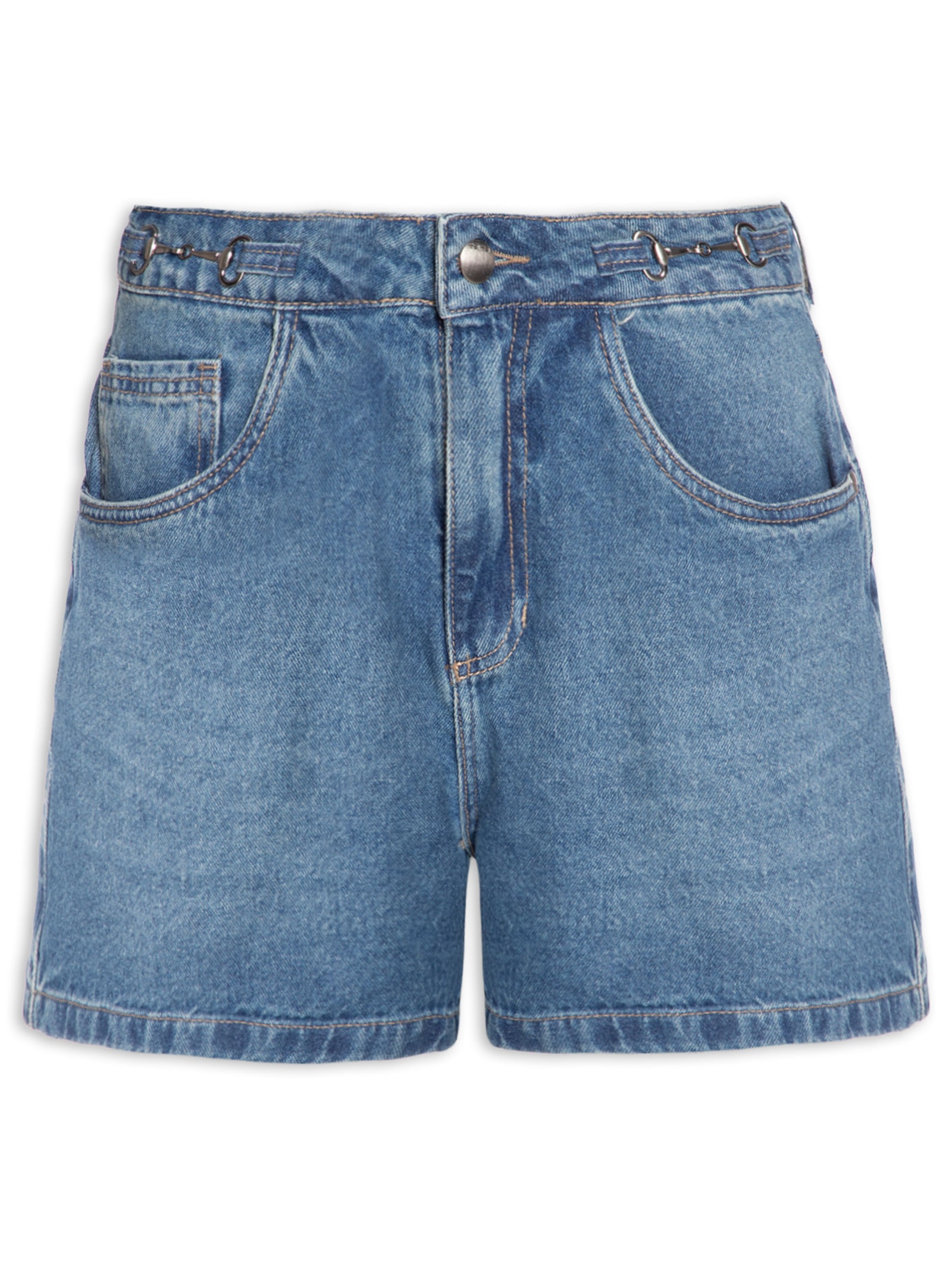 Short Feminino Boyfriend Cintura Média Jeans Azul Lez A Lez